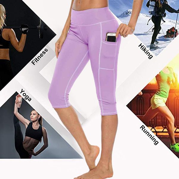 

2020 new arrival workout capri fitness leggings women high waist jogger pants with side pocket ladies sportwear running legins, Black