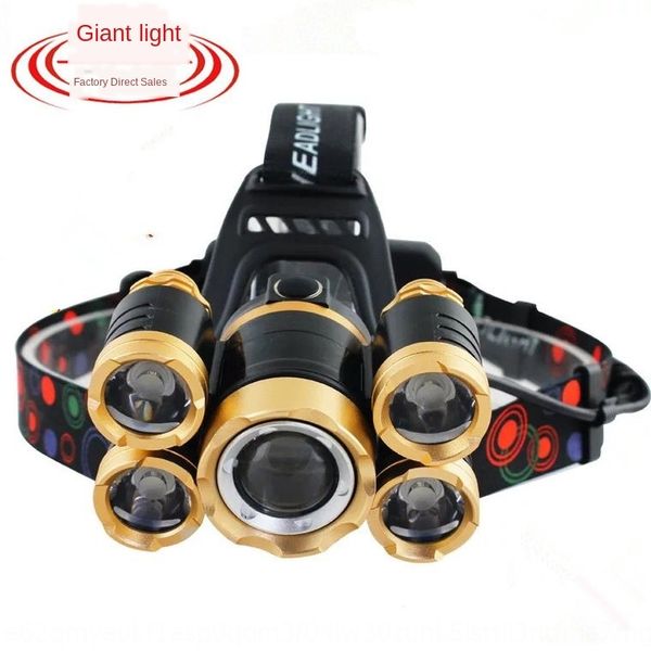 

rotating heads heads focus strong 5led headlight high power outdoor lighting night fishing light charging t6 headlight
