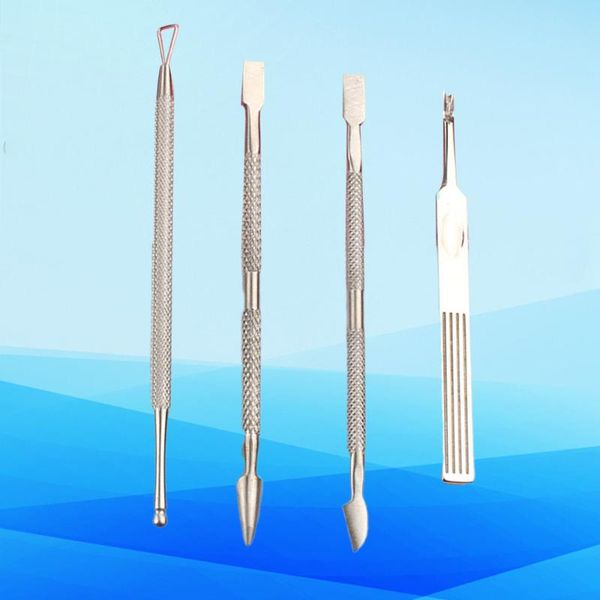 

1 set of 4pcs manicure tools kit dead skin tools set silver (1pc nail double-headed shovel 1pc double-headed pusher 1pc nail pla