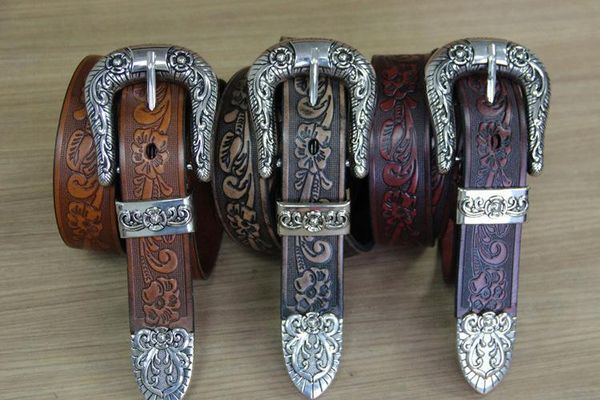 

the designer fashion business of male and female waist belt buckles leather carved belt automatically, Black;brown