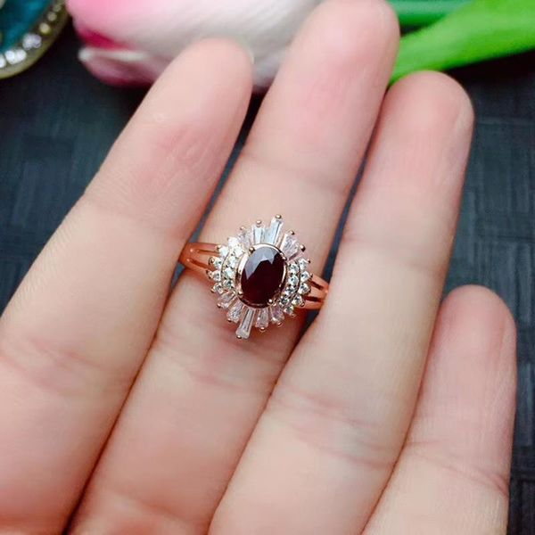 

colife jewelry 100% natural dark red ruby ring for party 4mm*6mm africa ruby silver ring 925 silver ruby jewelry
