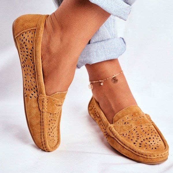 

woman hollow out loafers omen vintage flats casual shallow shoes ladies slip on comfortable footwear female plus size 35-43, Black
