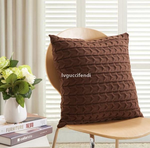 

new design 45x45cm vintage cushion cover solid knitted square beige pillow case car sofa home christmas supply ing