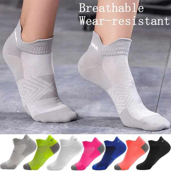 

women running sports ankle socks comfortable breathable cotton basketball cycling fitness non slip quick drying letters socks, Black