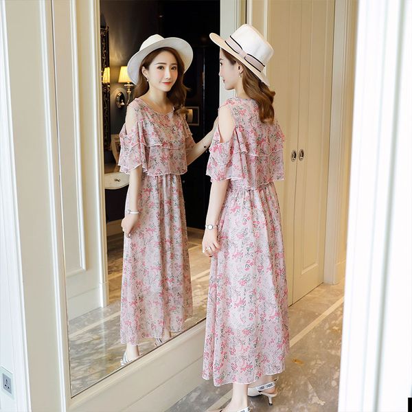 

9019# maternity clothes nursing dress summer chiffon dress for pregnant women pregnancy clothes breastfeeding, White