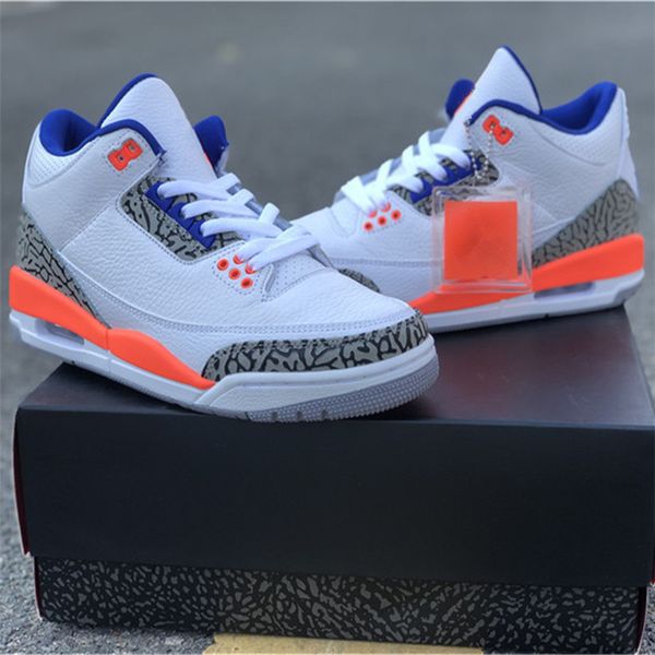 

3 iii basketball shoes white royal university orange tech grey 3s mens outdoor sports sneakers with box, White;red