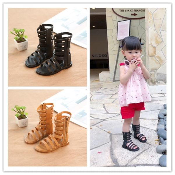 

girls' roman and zipper sandals summer 2020 new korean children's fashion sandals high zipper girls' princess shoes summer, Black;red