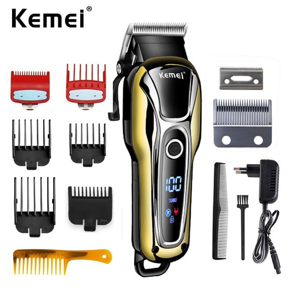 

kemei electric hair trimmer km 1990 electric hair clipper oil head haircut beard trimmer adjustable blade rechargeable lcd dhzlstore edszj
