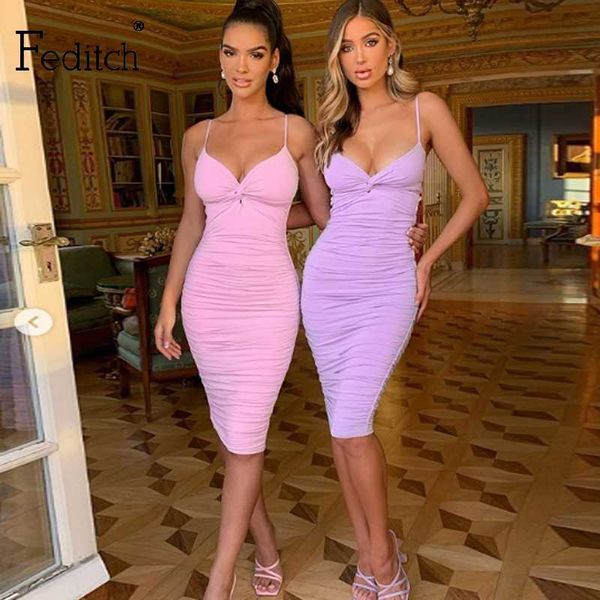 

feditch 2020 fashion skinny pleated spaghetti strap dress hollow out bodycon summer dress short night club dresses women, Black;gray