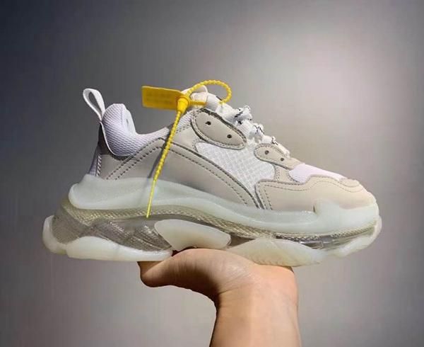 

2019 17fw crystal bottom green luxury dad fashion shoes platform triple s sneakers for mens women vintage kanye old grandpa trainer cs07, Black