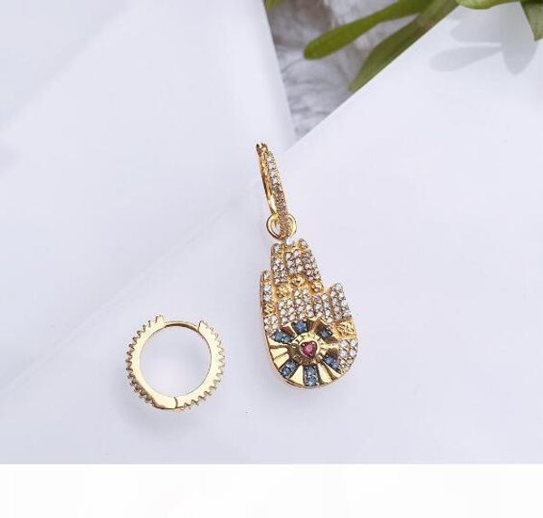 

e luxury jewelry s925 sterling silver earrings lucky palm shape asymmetrical charm stud earrings for women fashion, Golden