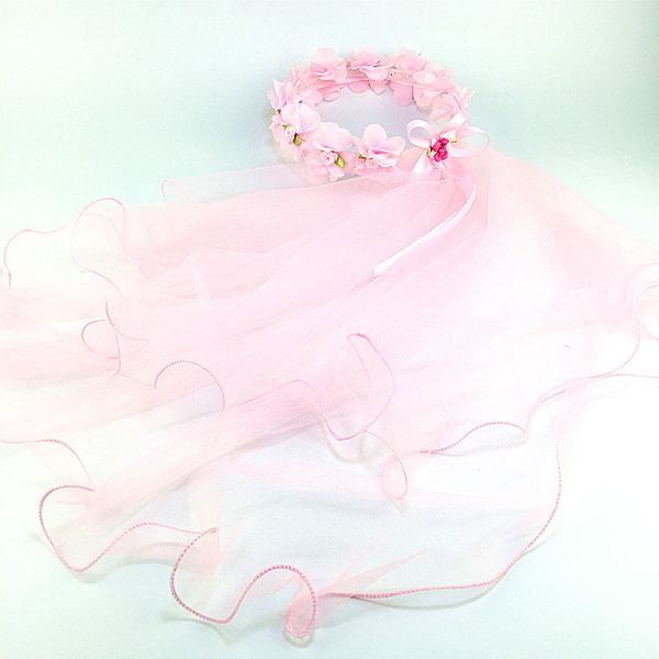 

garland wreath mesh veil headband suppiles kids flower girl dress wedding decoration hairband accessories birthday gift party, Slivery;white
