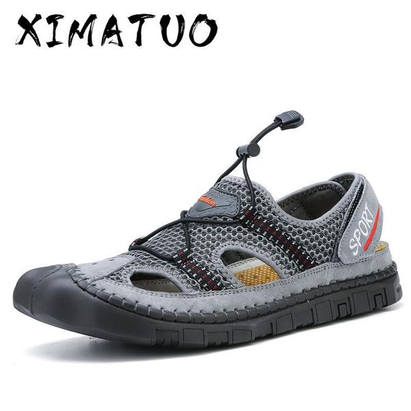 

sandals 2021 summer breathable mesh men's beach shoes outdoor casual fashion comfortable male footwear sandalias, Black