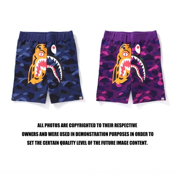 

summer fashion brand shorts beach pants shark head x tiger head stitching casual shorts men and women couple five-point beach pants