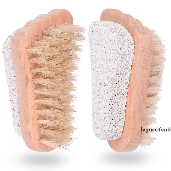 

dead skin remover wooden foot brush with natural bristles and pumice stone spa massage brush w9744