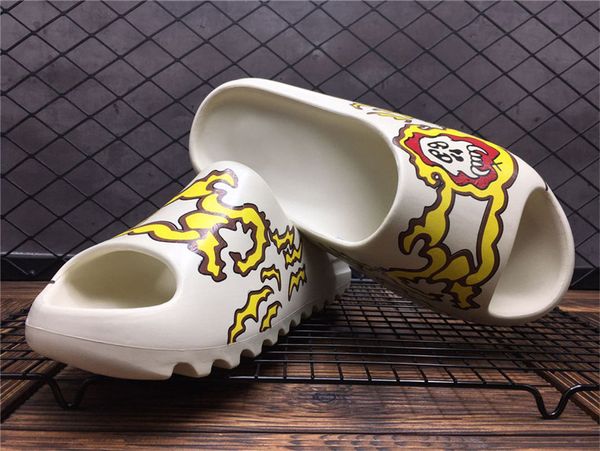 

kanye designer slides men women slippers foam runner slide resin bone desert sand triple black fashion men slides beach 36-45 c093