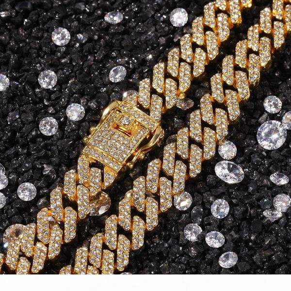 

12mm mens iced out necklace bracelet bangle set for women s thick heavy bling miami cuban link chain hip hop rapper luxury jewelry, Silver