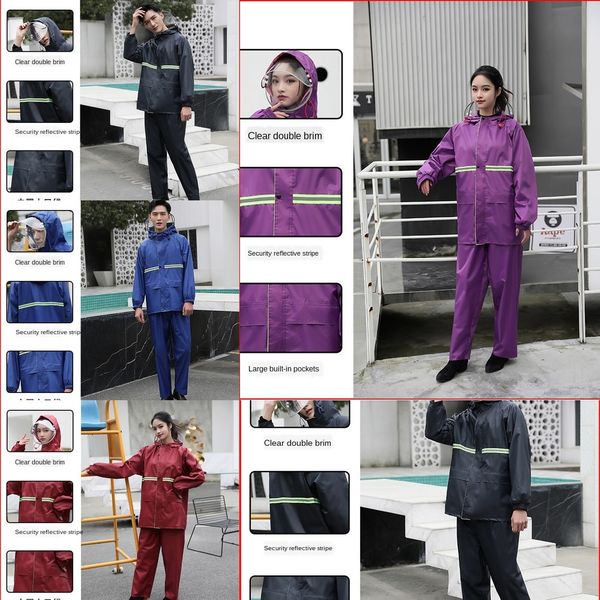 

anti-riot raincoat raincoat women's battery suit whole body waterproof men's battery car single ride split thickened fashion rain, Red;brown