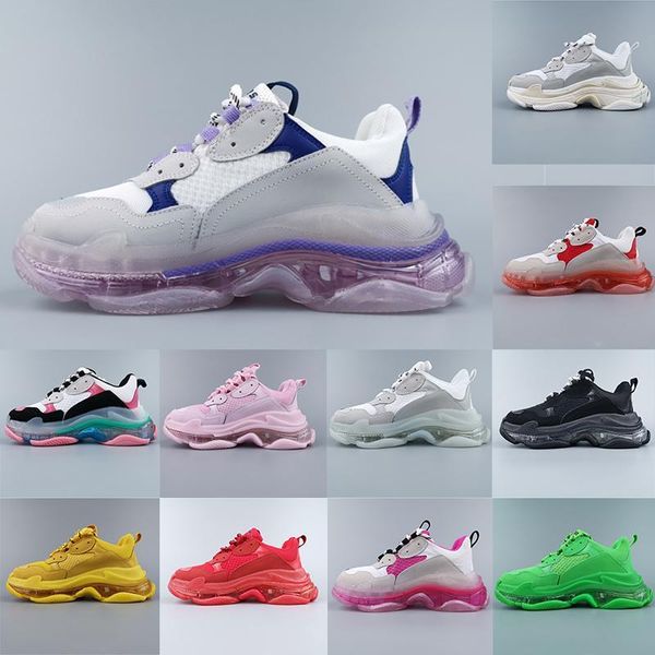 

triple s designer sneakers for men women purple black pink white luxury crystal bottom fashion casual shoes 17fw paris trainers vintage shoe