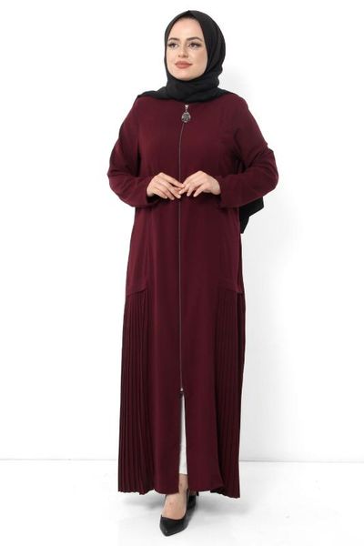 

pleated large size ferace tsd0896 burgundy, Tan;black