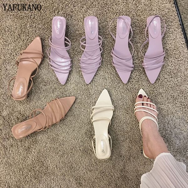 

fashion narrow band women sandals flat heel back strap summer shoes gladiator casual sandal pointed toe dress shoes, Black