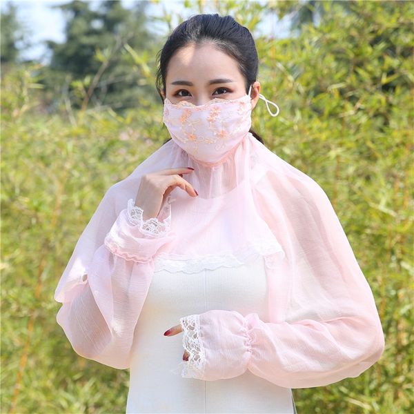 

sunscreen chiffon shawl sleeve three-in-one women's cycling thin breathable dust bicycle mask mask 1750, Black