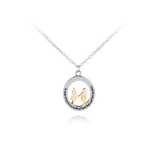 

friendship necklace sister pendant clavicular chain women alloy necklace girl jewelry gift ship, Silver