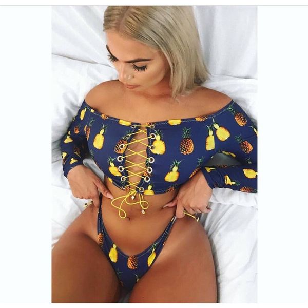 

2020 brazilian swimsuit swimwear african print bikini set long sleeve women thong biquini tankini beachwear bathing suit, White;black