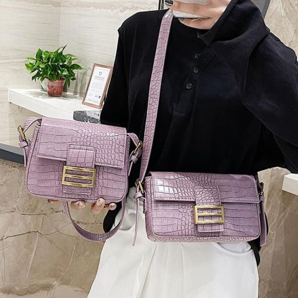 

crocodile pattern square crossbody bag 2020 new high-quality pu leather women's designer handbag lock shoulder messenger bag