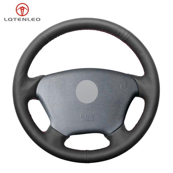 

lqtenleo black genuine leather car steering wheel cover for w163 m-class ml230 270 320 350 430 500 1997-2005