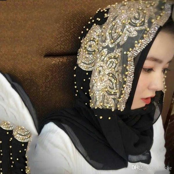 

hijab scarf muslim islamic scarf scarves for woman chiffon headscarf long hijabs solid color with sequins bead prayer turbante