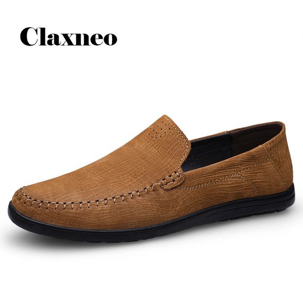 

men shoes slip on 2020 summer autumn man's boat shoe genuine leather male moccasins design loafers breathable soft new arrival, Black