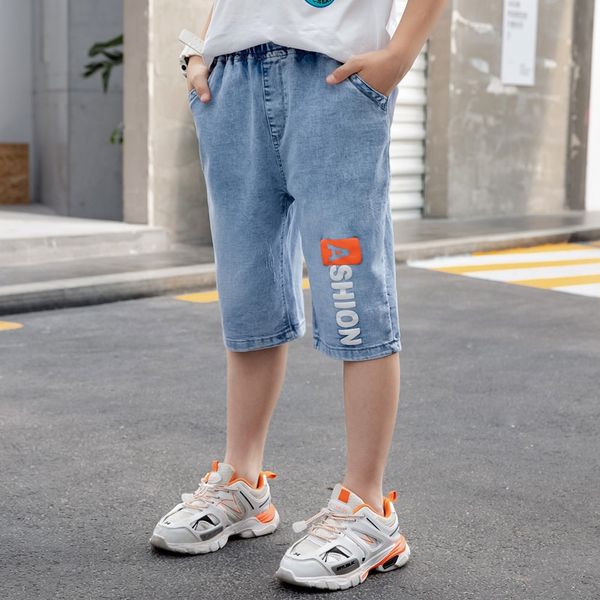 

gwuhg clothing 2020 new boys' medium and large children korean fashion children's children's casual sports five-point pants f, Blue
