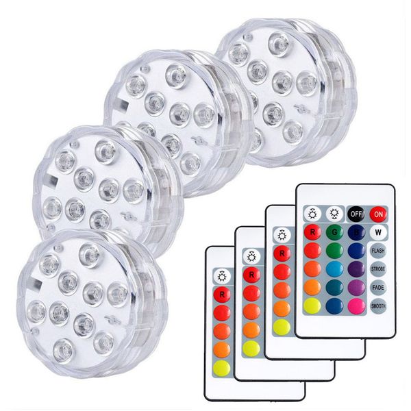 

crestech submersible led lights with rf remote, magnets, suction cups, battery operated ip68 waterproof underwater light