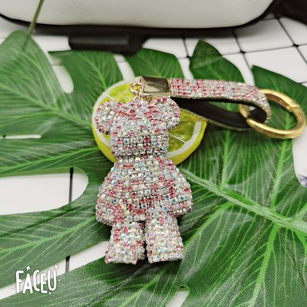 

net red diamond chain car bag bear key diamond bear key pendant, Silver