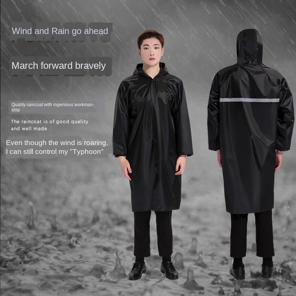 

y7quh oxford cloth reflective strip rain reflective wind coat oxford windbreaker large hat brim long one-piece trench coat poncho labo