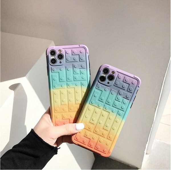 

suitable for iphone 11pro max se 6 7 8 plus x xs xr gradient rainbow puzzle mobile phone soft shell
