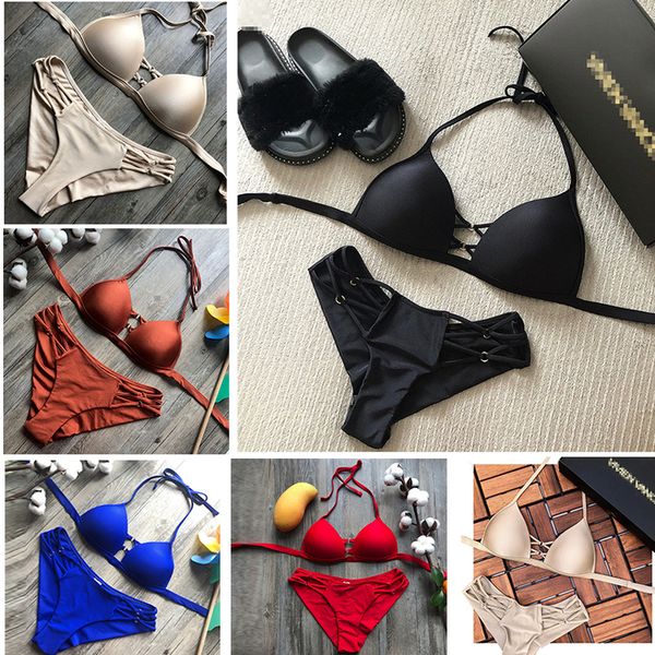 

swimwear for women summer beachwear bikini 2020 new hollow out swimsuit backless bathing suit push up black bikini set, White;black