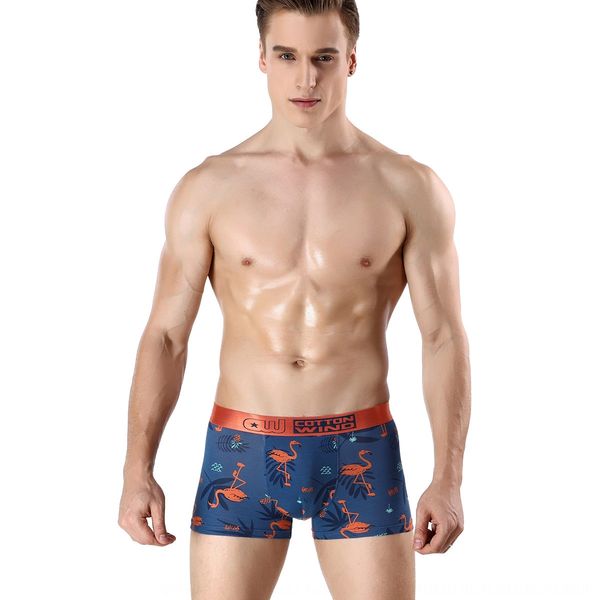 

cotton style design autumn and underpants winter new underwear flamingo printed men's underwear cotton blended boxer pants, Black;white
