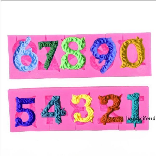 

silicone cake mold 0-9 numbers kitchen tools birthday digital mould number shape chocolate mould birthday cake tools 17.5*5.5*1.3cm