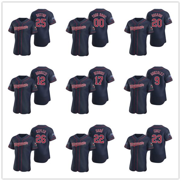 

minnesota twins men women youth 23 nelson cruz 26 max kepler 2020 navy authentic 2020 alternate baseball jersey, Black