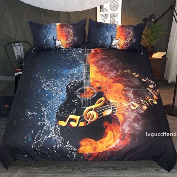 

3d oil painting music note the guitar 3pcs bedding sets beautiful creative bedding sets  size duvet cover christmas gifts