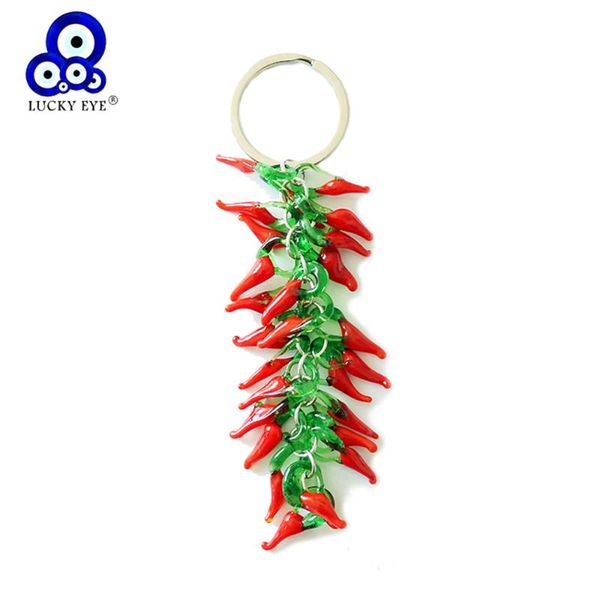 

lucky eye red pepper charm keychain silver color ring car keyring key chain holder wall hanging jewelry gift for women men le245