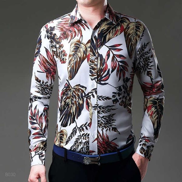 

20ss fashion luxury men's business casual formal wear long sleeve slim men's medusa shirt gold chain dog rose print, White;black