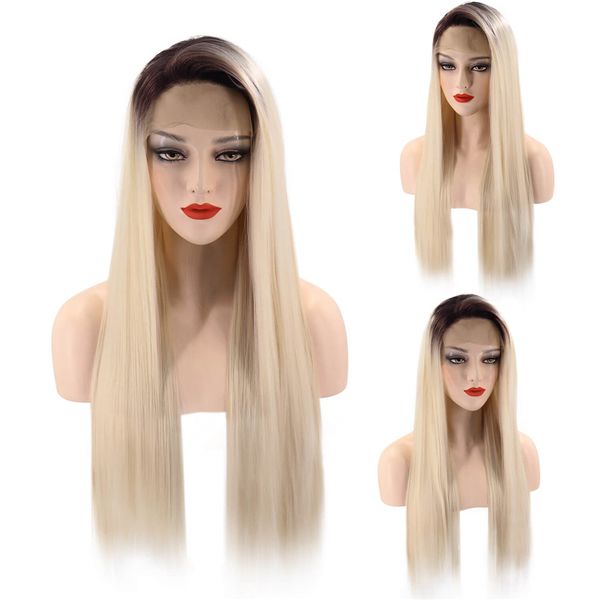 

colored ombre blonde white color micro braid wig african braided wig long straight with marley synthetic lace frontal wig low pruce factory, Black