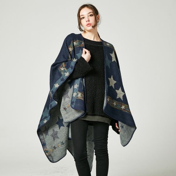 

jdmrs new ladies star color bar cashmere long thickened multipurpose new ladies star color bar cashmere shawl long thickened multipurpose sh, Blue;gray