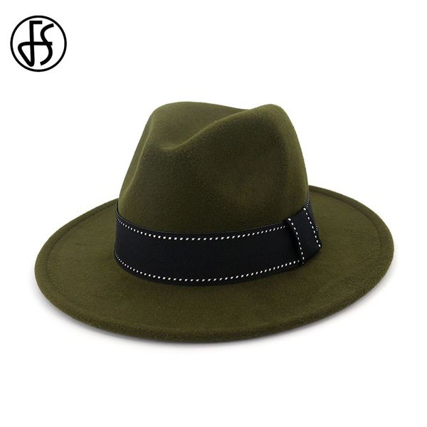

fs vintage wool felt jazz fedoras hats wide brim cloche cowboy panama for women men black red trilby bowler hat ribbon band, Blue;gray