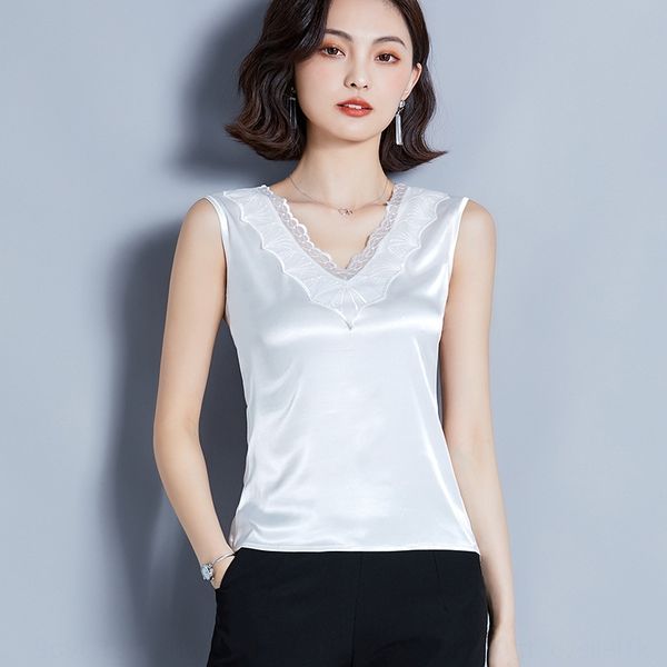 

black camisole underwear lace lace female wear loose silk satin base inside v-neck armless jacket female, Camo