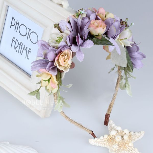 

vkbzy hera handmade garland children's korean hair band headdress simulation headdress girls hair accessories mori girl simulation dais, Slivery;white