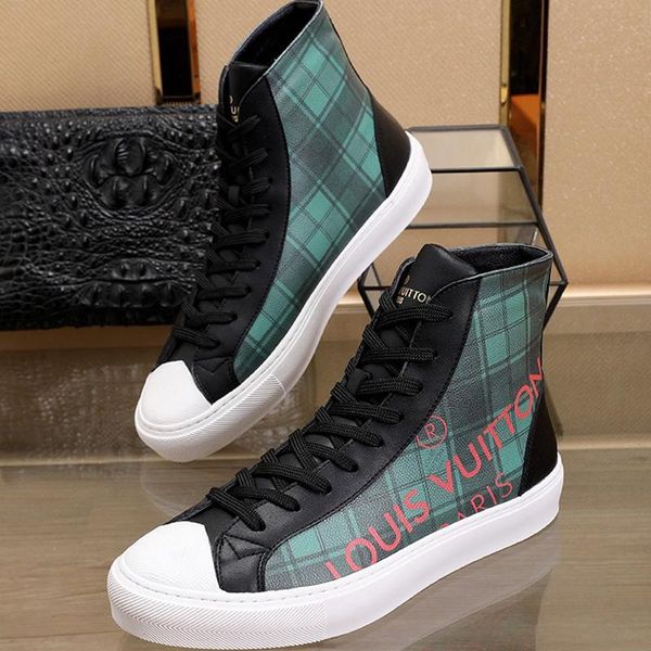 

tattoo sneaker boot mens shoes drop ship breathable outdoor walking casual shoes fashion high lace -up style men shoes zapatos de hombre, Black